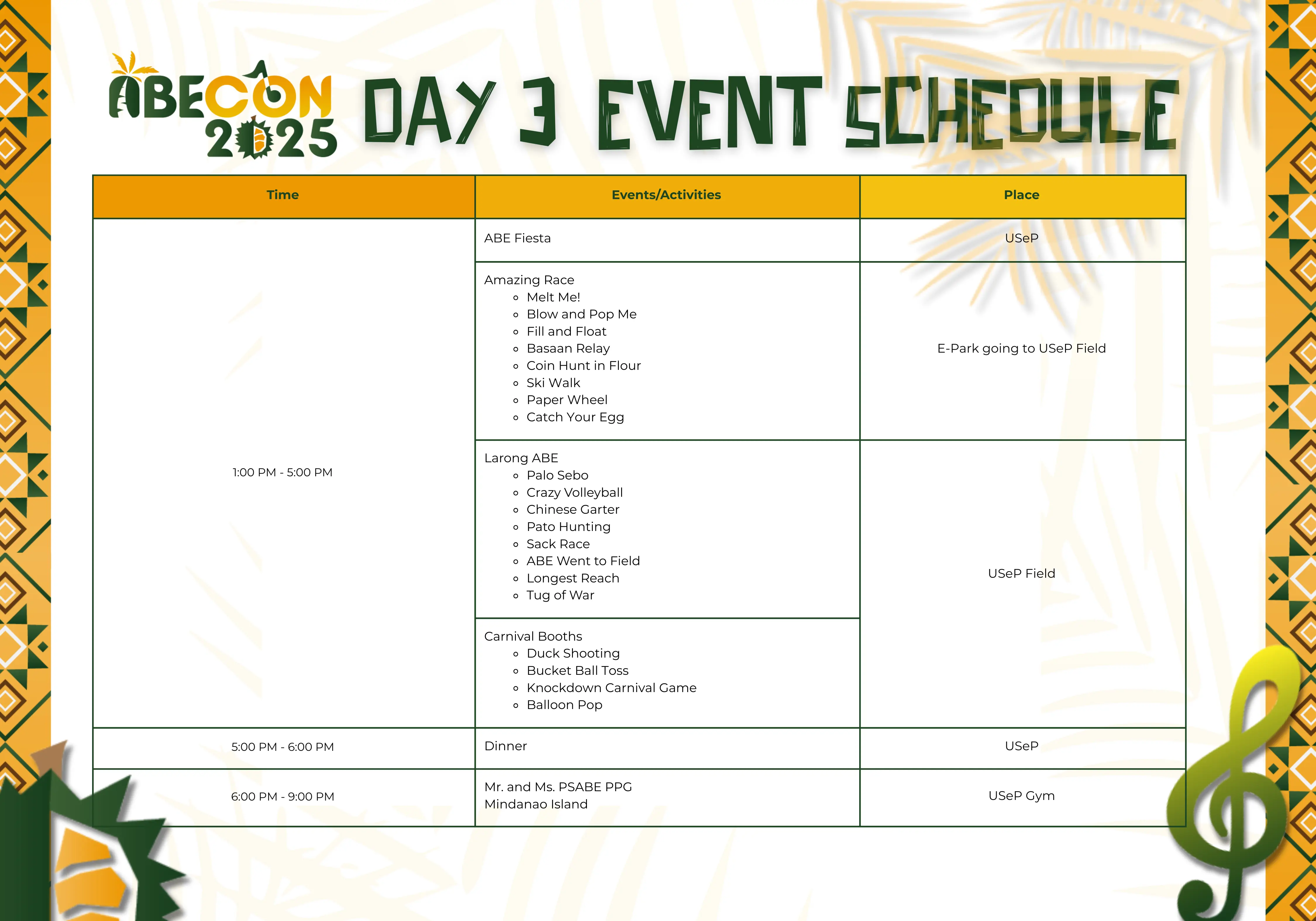 Schedule for Day 5: Charity Ball