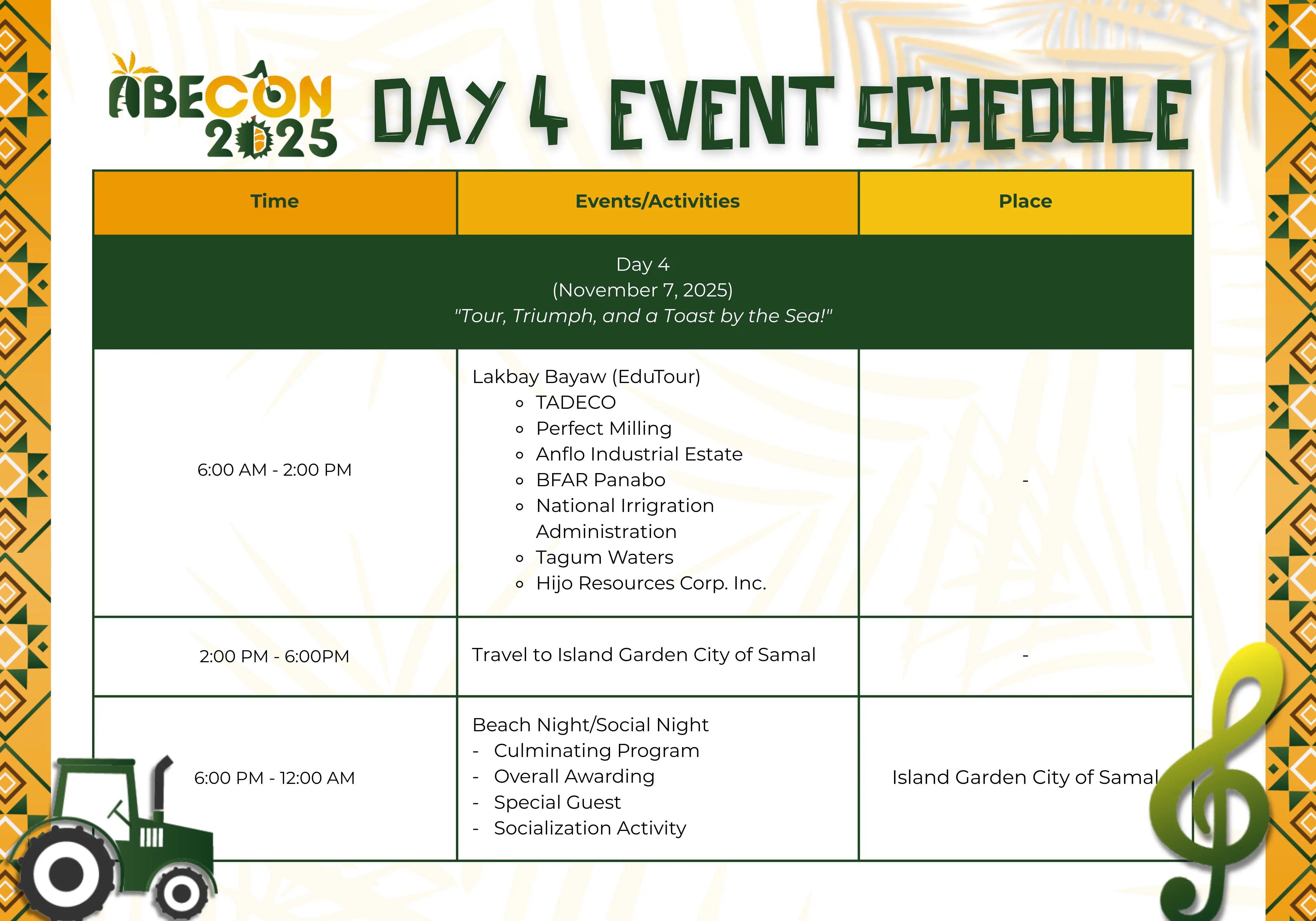 Schedule for Day 6: Charity Ball