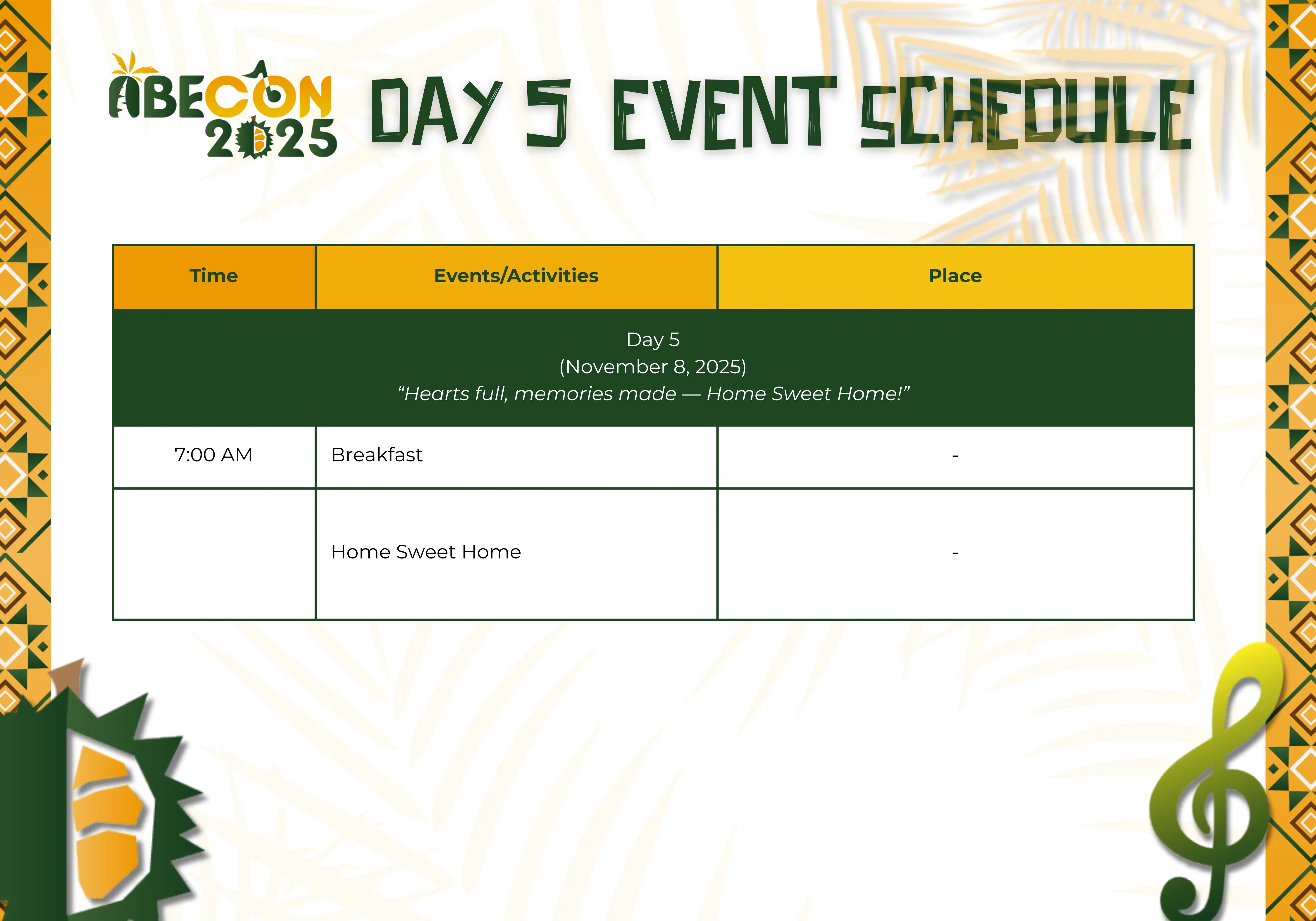 Schedule for Day 7: Charity Ball